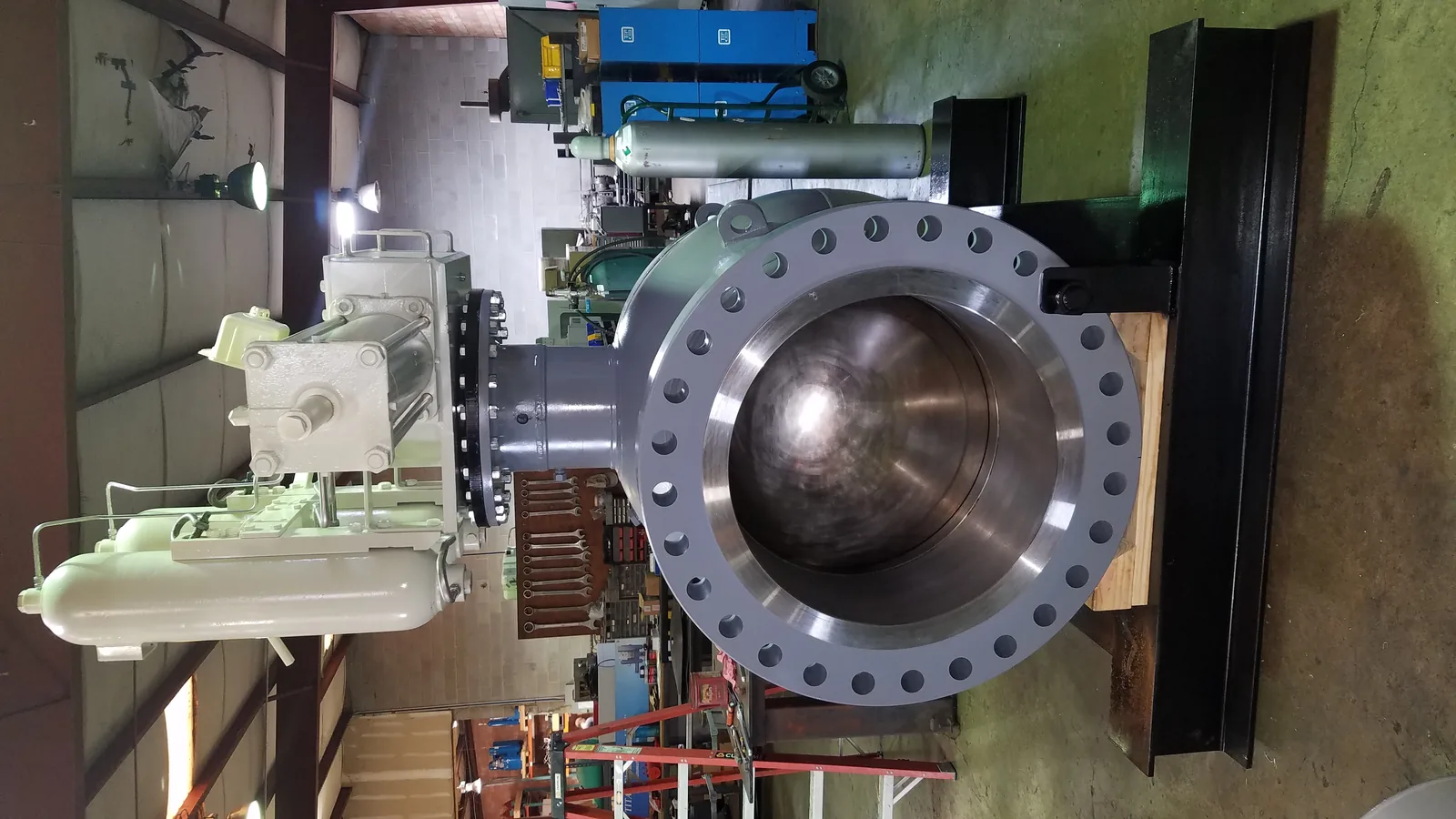 Large valve under inspection